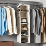 6 Shelf Hanging Closet Organizer, Space Saver, Sweater & Clothing Shelves, Breathable Material Keeps Away Dust & Odors,